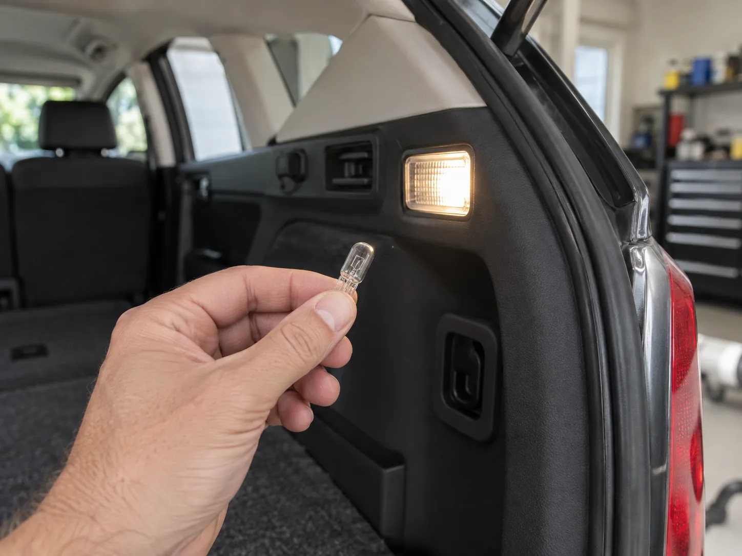 921 bulb beside a vehicle cargo light